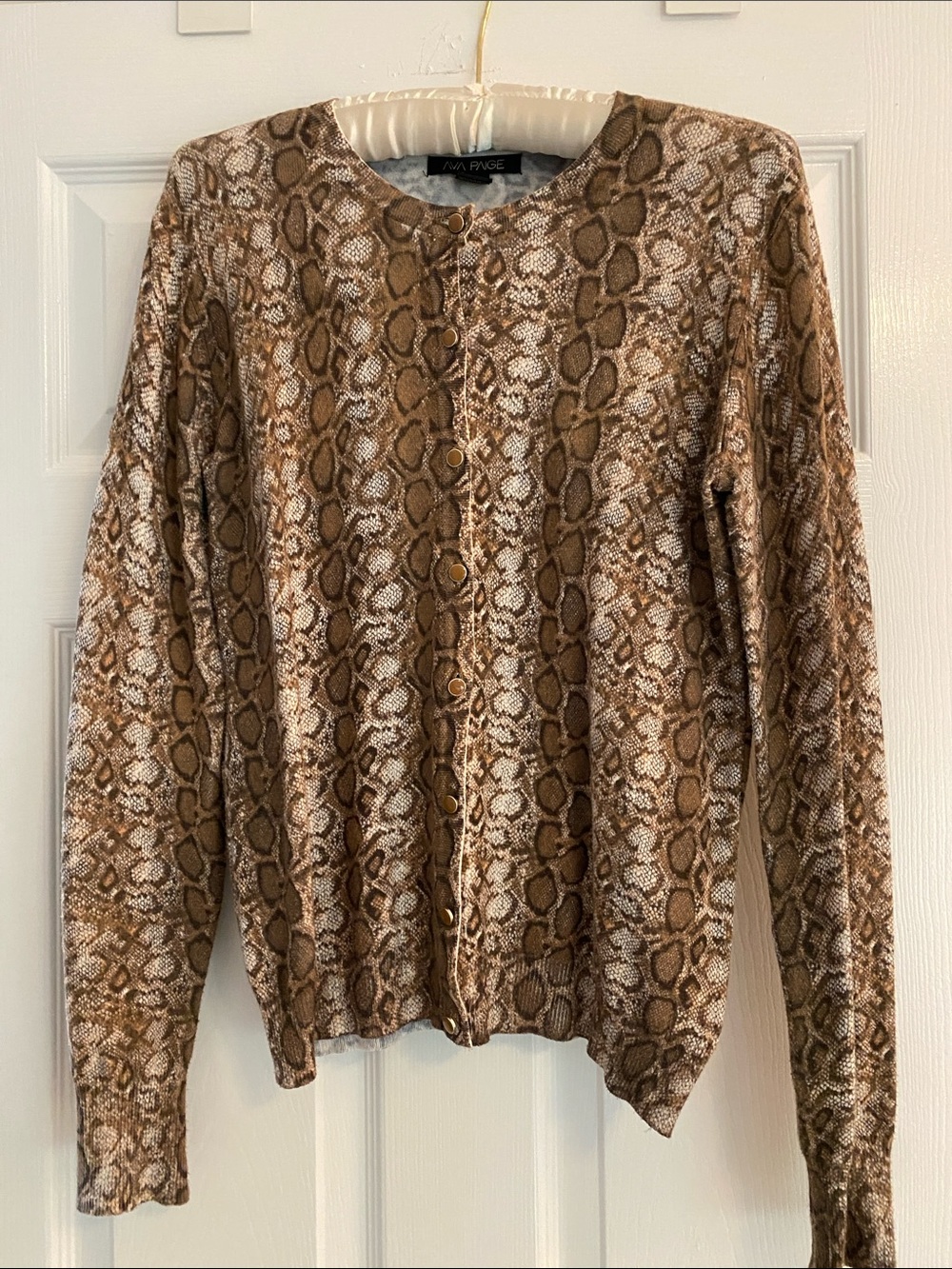 Brown & Cream Snake-Print Button Cardigan